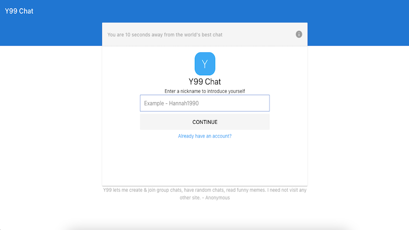 Yesichat's Login Page